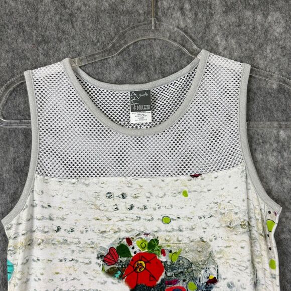 Simply Art by Dolcezza Sleeveless Sm Dress Artsy Watercolor Mesh Yoke Stretch - Picture 2 of 11